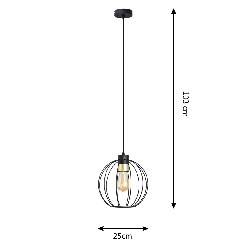 Πολύφωτο με συρματόσχοινο STARLIGHT 1xE27/15W/230V μαύρο/χρυσαφί