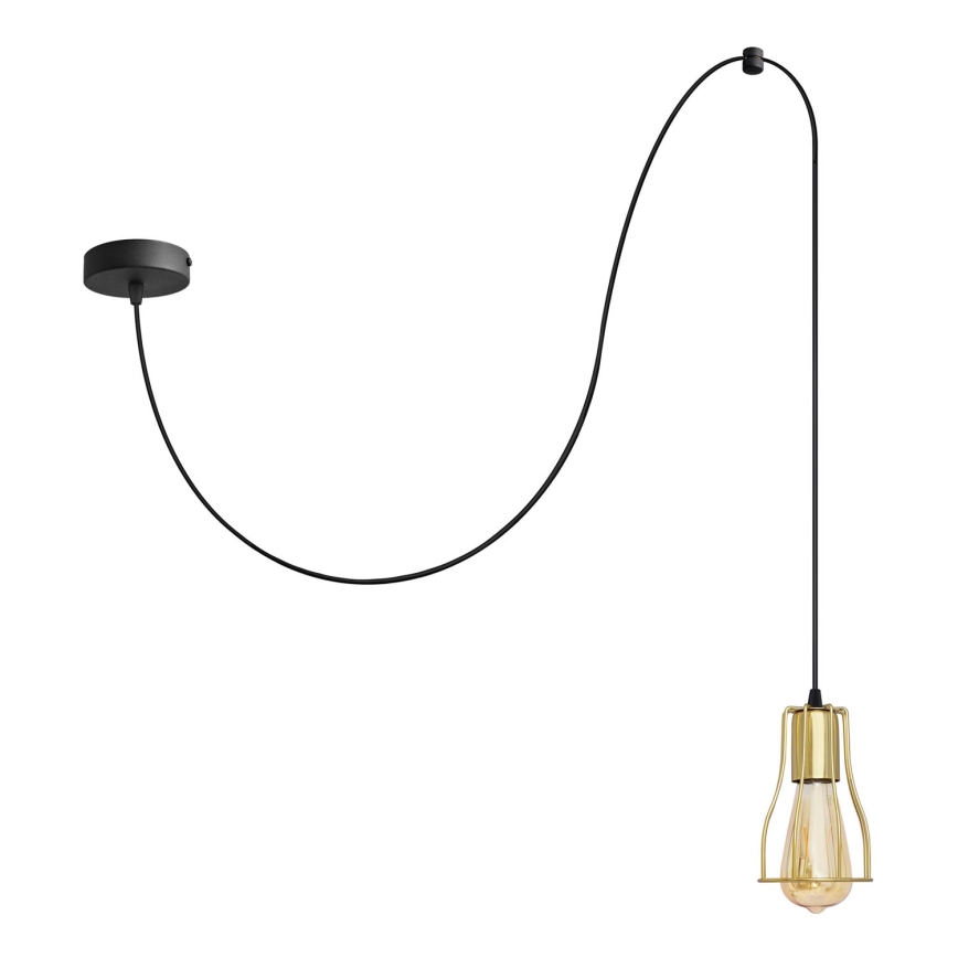 Πολύφωτο με συρματόσχοινο TUBE 1xE27/15W/230V μαύρο/χρυσαφί