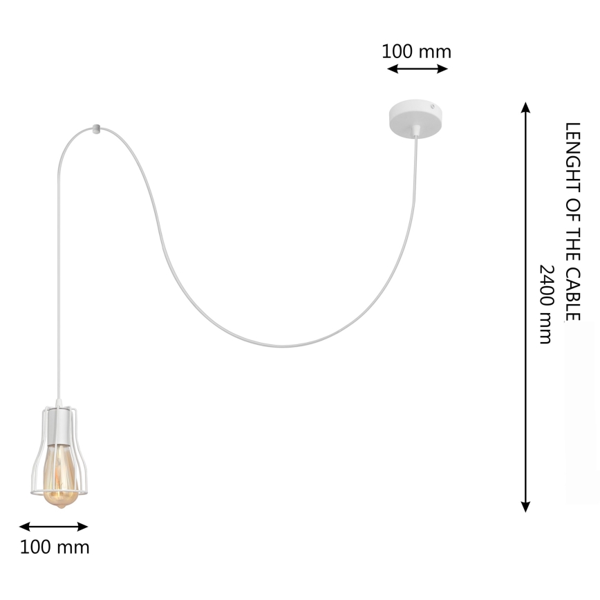 Πολύφωτο με συρματόσχοινο TUBE LONG 1xE27/15W/230V λευκό