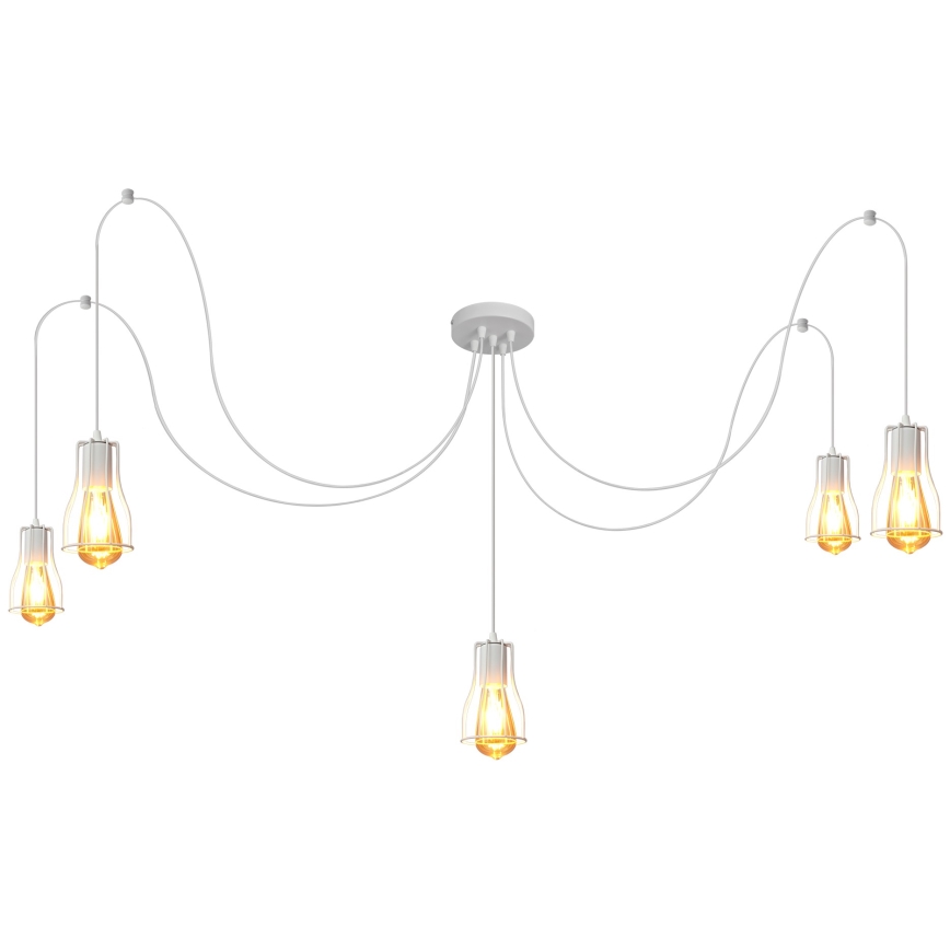 Πολύφωτο με συρματόσχοινο TUBE LONG 5xE27/10W/230V λευκό