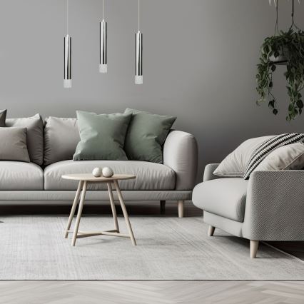 Πολύφωτο με συρματόσχοινο TUBI 1xGU10/8W/230V γυαλιστερό χρώμιο