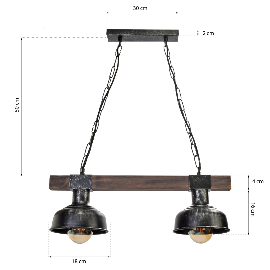Πολύφωτο ράγα  FARO 2xE27/60W/230V