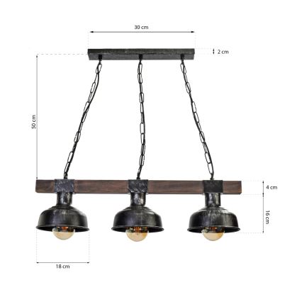 Πολύφωτο ράγα FARO 3xE27/60W/230V