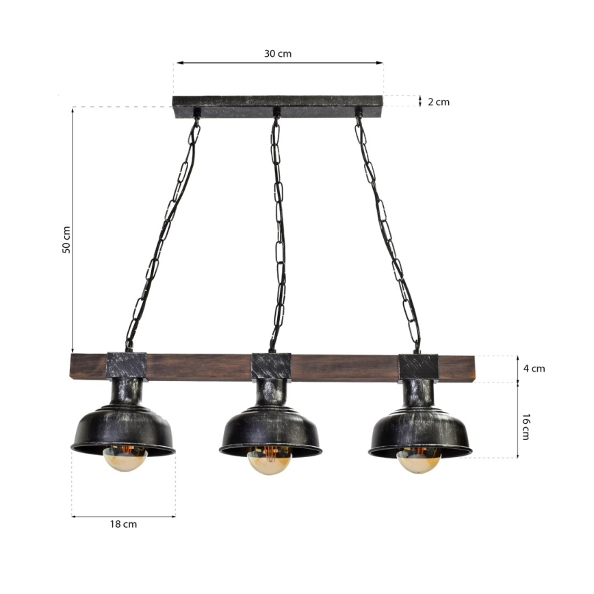 Πολύφωτο ράγα FARO 3xE27/60W/230V