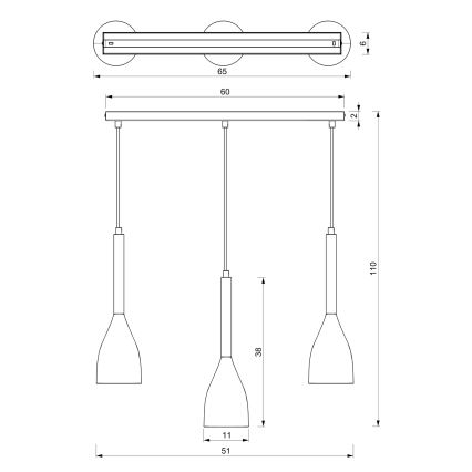 Πολύφωτο ράγα MUZA NEW 3xE27/60W/230V λευκό