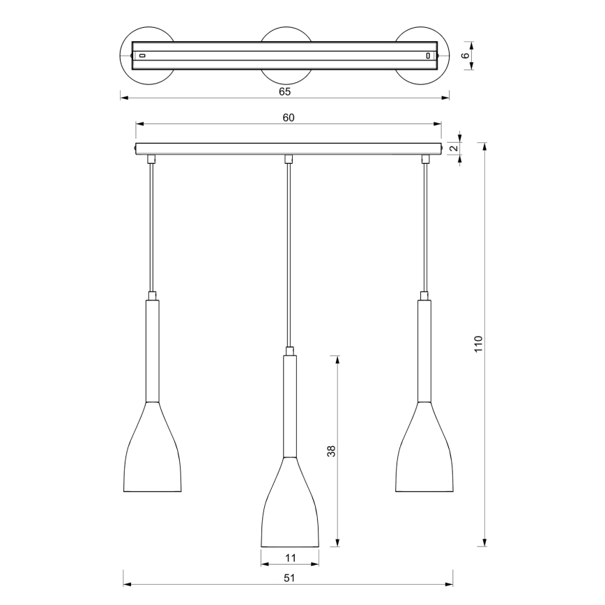 Πολύφωτο ράγα MUZA NEW 3xE27/60W/230V λευκό