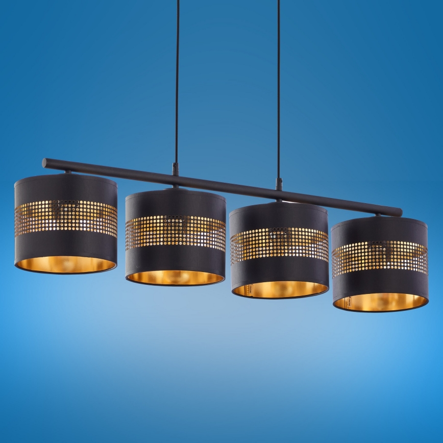 Πολύφωτο ράγα TAGO 4xE27/15W/230V μαύρο/χρυσό