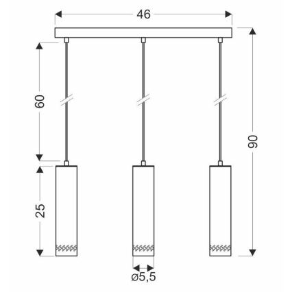 Πολύφωτο ράγα TUBO 3xGU10/25W/230V
