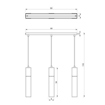 Πολύφωτο ράγα TULUM 3xGU10/60W/230V μαύρο