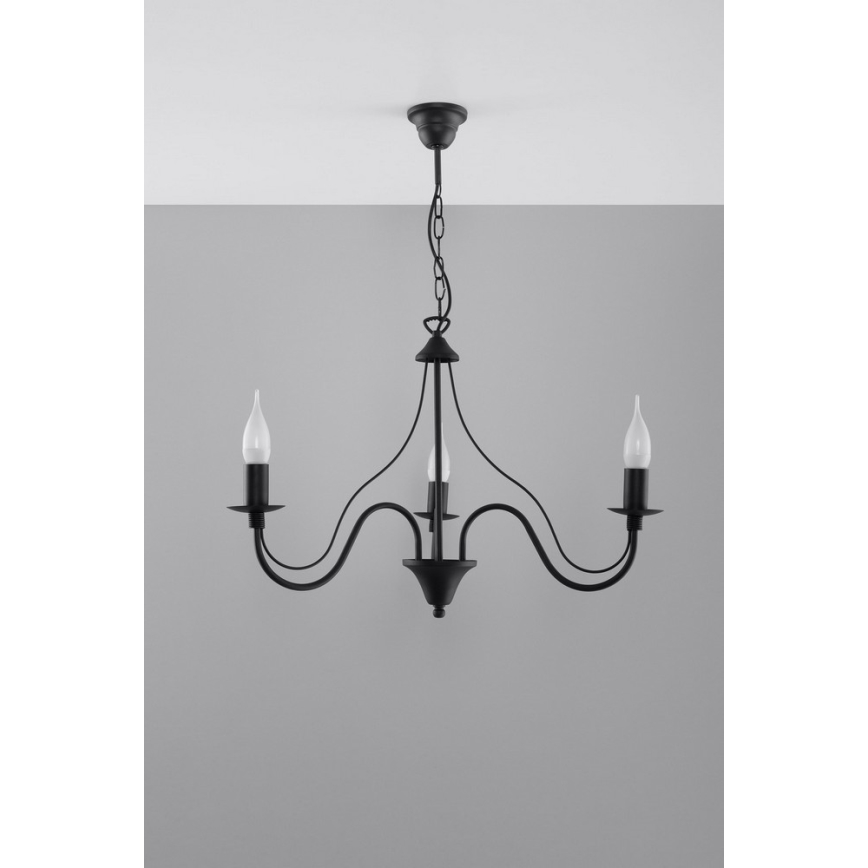 Πολύφωτο σε αλυσίδα MINERWA 3 3xE14/40W/230V μαύρο