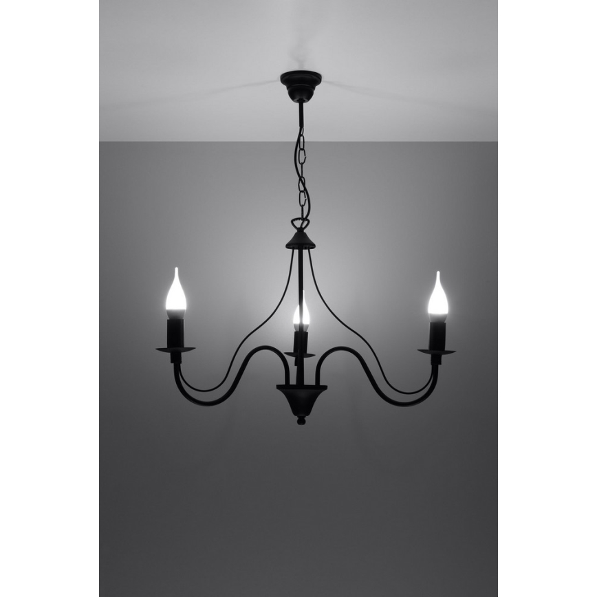 Πολύφωτο σε αλυσίδα MINERWA 3 3xE14/40W/230V μαύρο