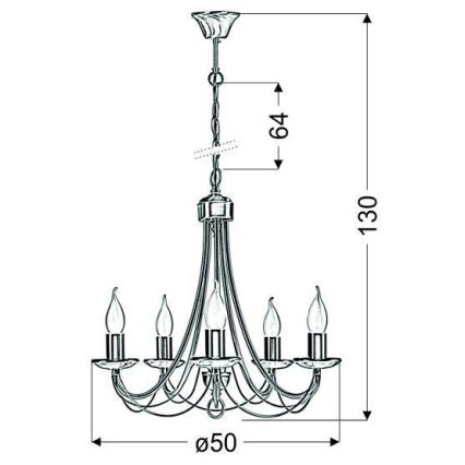 Πολύφωτο σε αλυσίδα MUZA 5xE14/40W/230V
