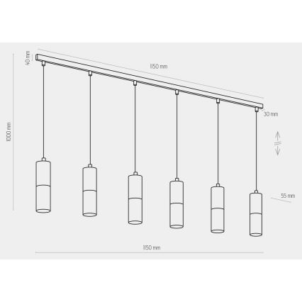 Πολύφωτο σε ράγα ELIT 6xGU10/10W/230V μαύρο