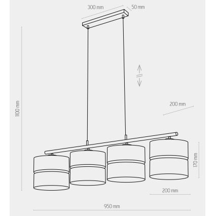 Πολύφωτο σε ράγα HILTON 4xE27/15W/230V ορείχαλκο/μαύρο