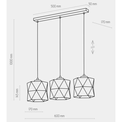 Πολύφωτο σε ράγα SIRO 3xE27/15W/230V λευκό/ασημί