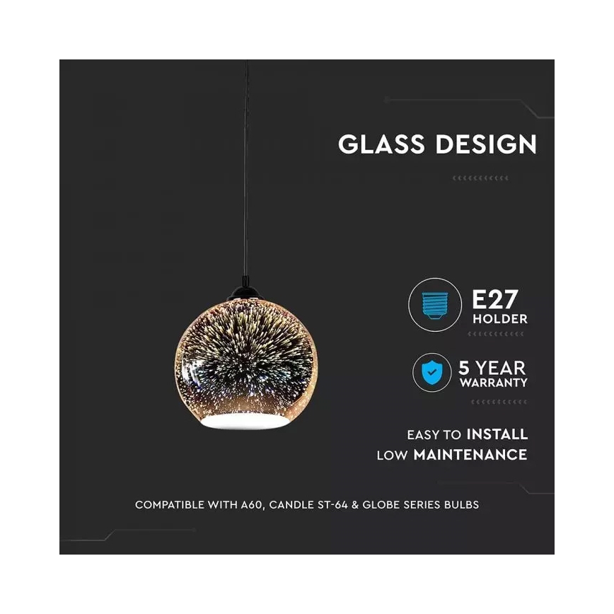 Πολύφωτο σε σχοινί 3D 1xE27/60W/230V