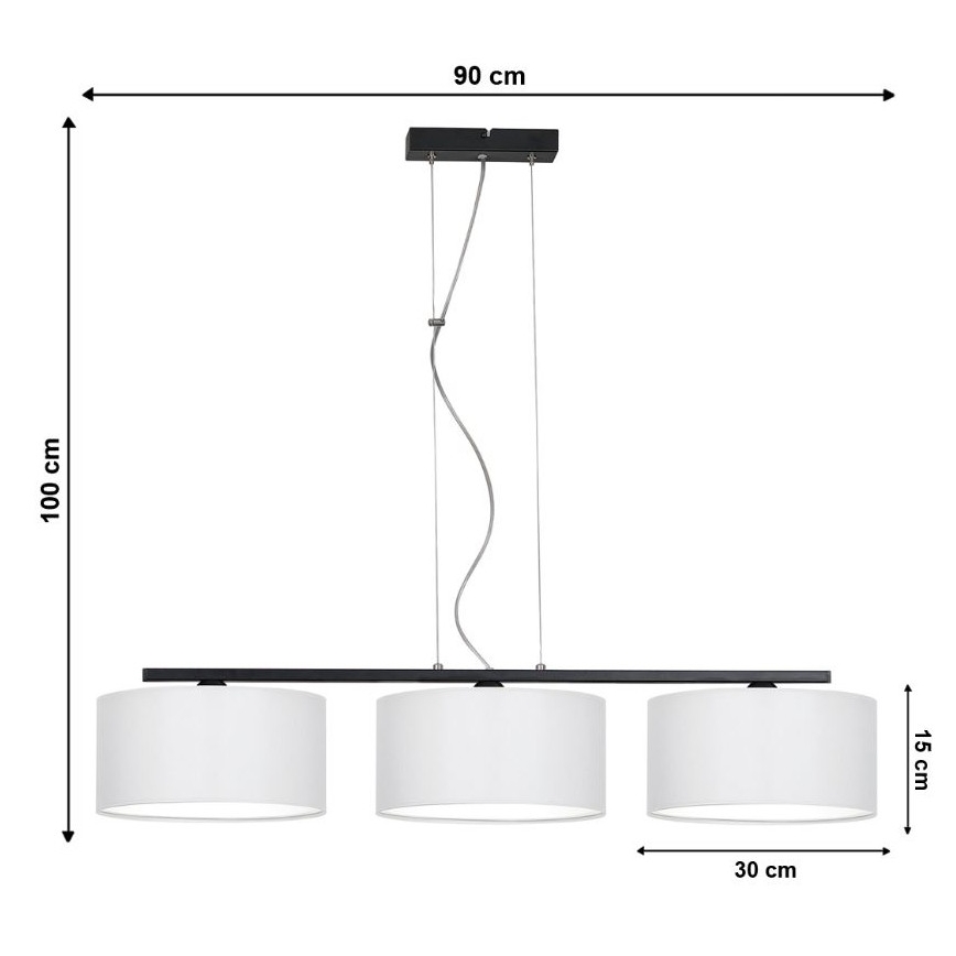 Πολύφωτο σε σχοινί ASTRA 3xE27/60W/230V λευκό