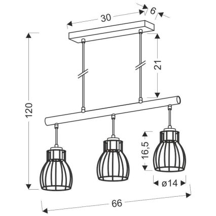 Πολύφωτο σε σχοινί BERNITA 3xE27/60W/230V