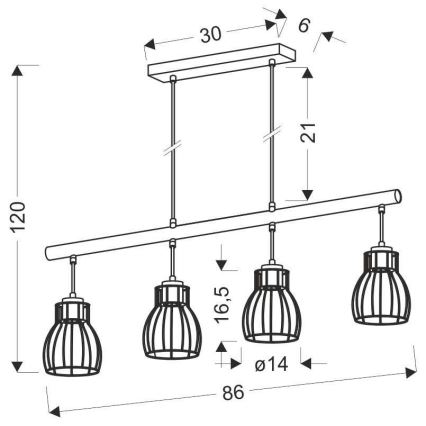 Πολύφωτο σε σχοινί BERNITA 4xE27/60W/230V