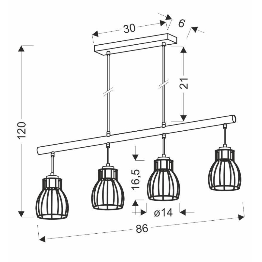 Πολύφωτο σε σχοινί BERNITA 4xE27/60W/230V