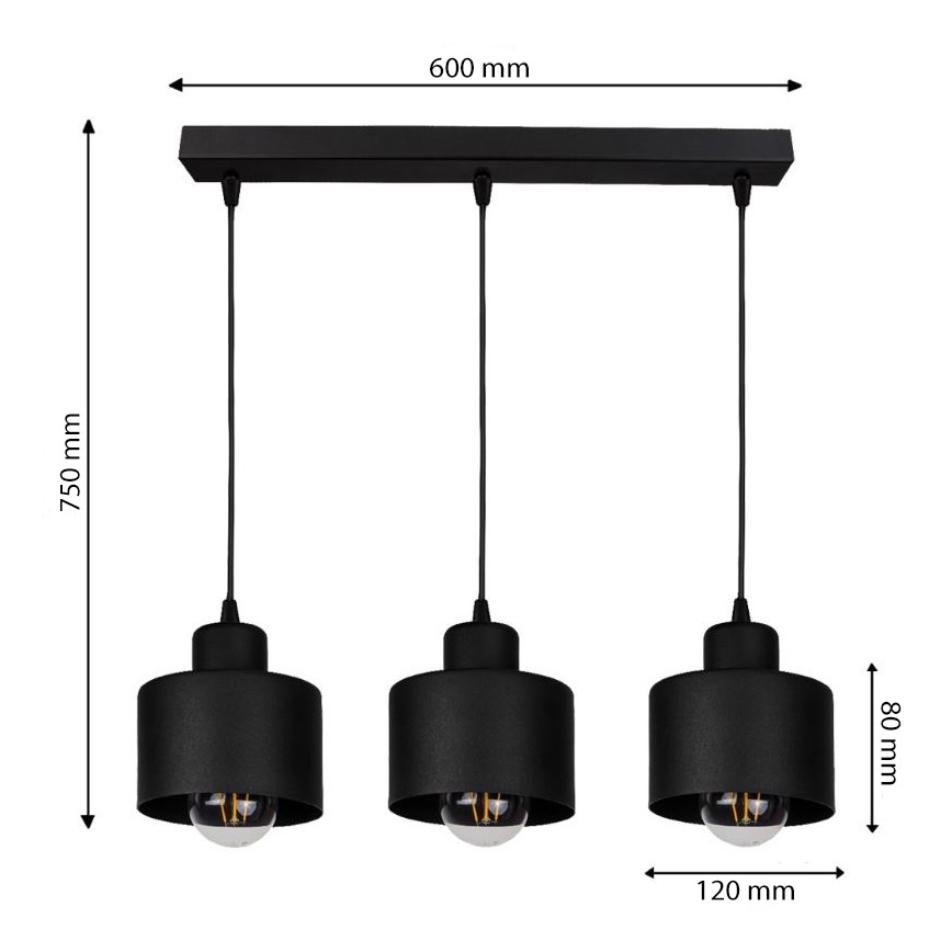 Πολύφωτο σε σχοινί BODO 3xE27/60W/230V