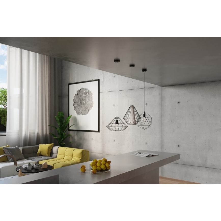 Πολύφωτο σε σχοινί DEMI 1xE27/60W/230V μαύρο/λευκό