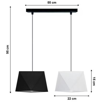 Πολύφωτο σε σχοινί DIAMENT 2xE27/60W/230V ασπρόμαυρο