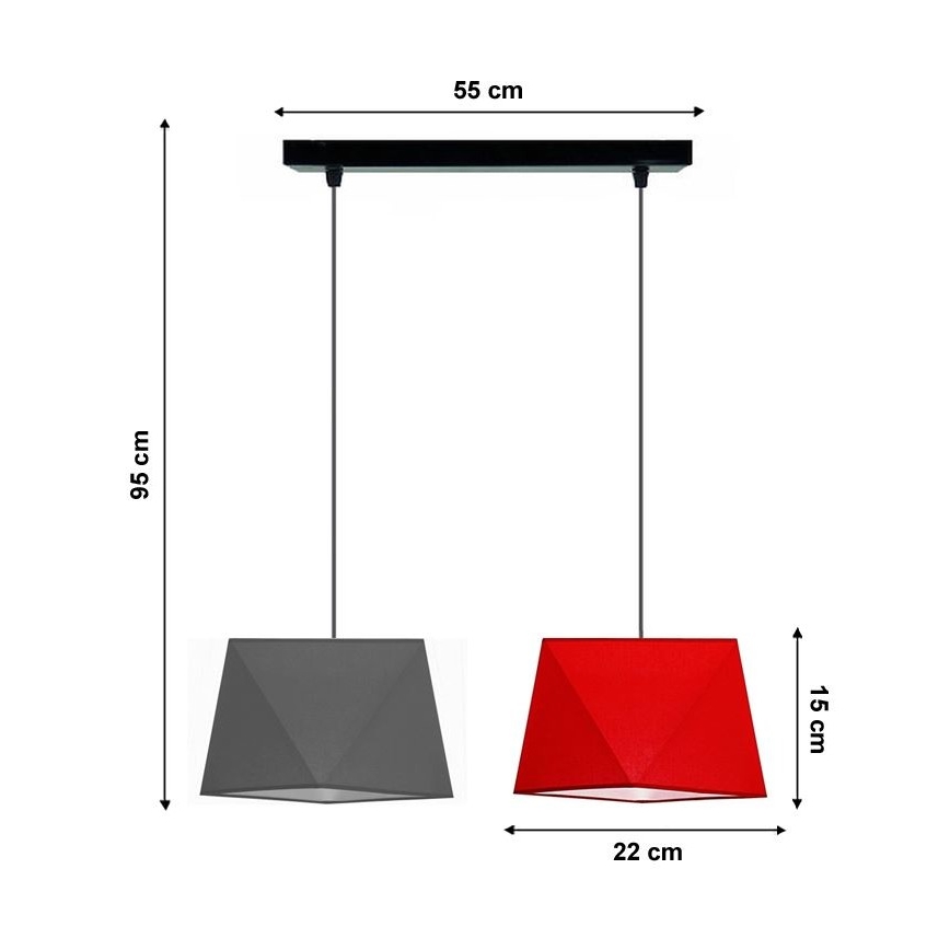 Πολύφωτο σε σχοινί DIAMENT 2xE27/60W/230V γκρι και κόκκινο