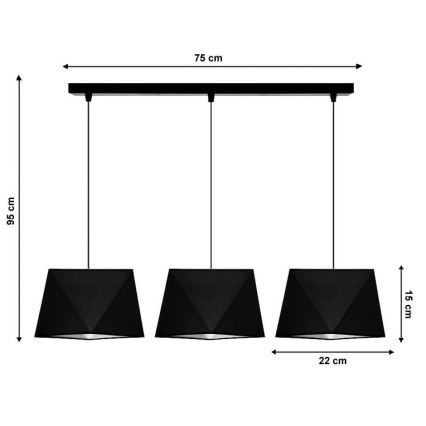 Πολύφωτο σε σχοινί DIAMENT 3xE27/60W/230V μαύρο