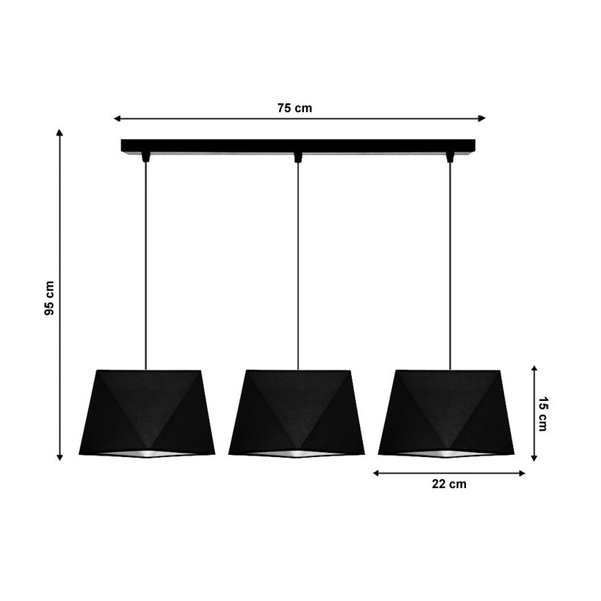 Πολύφωτο σε σχοινί DIAMENT 3xE27/60W/230V μαύρο