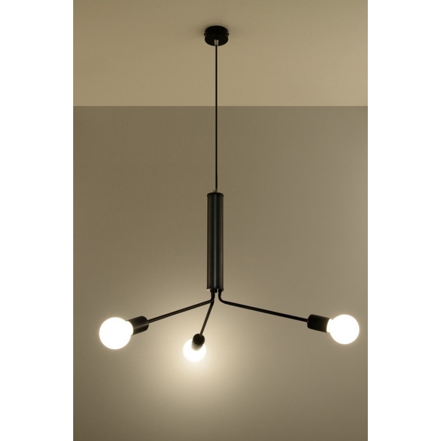 Πολύφωτο σε σχοινί DUOMO 3D 3xE27/60W/230V μαύρο