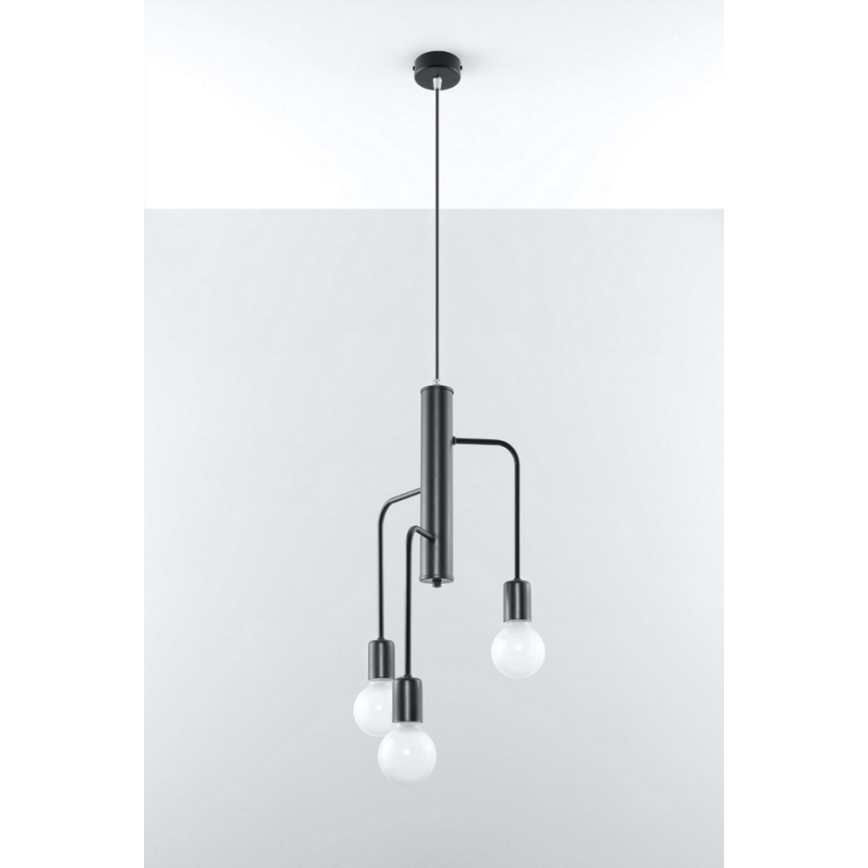 Πολύφωτο σε σχοινί DUOMO 3M 3xE27/60W/230V μαύρο