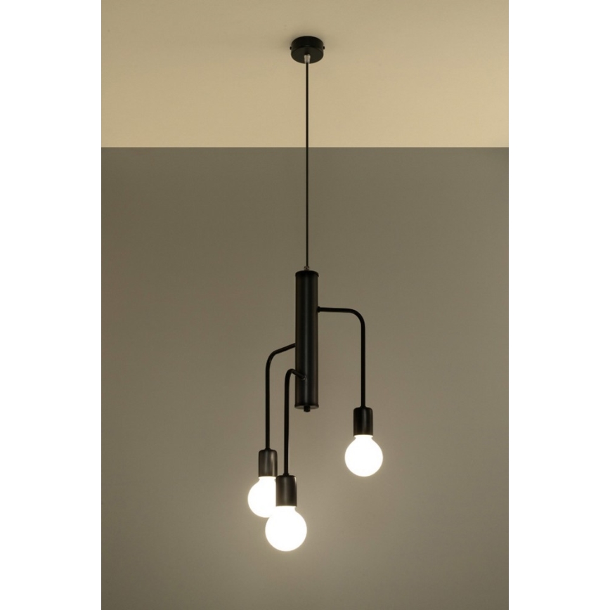 Πολύφωτο σε σχοινί DUOMO 3M 3xE27/60W/230V μαύρο