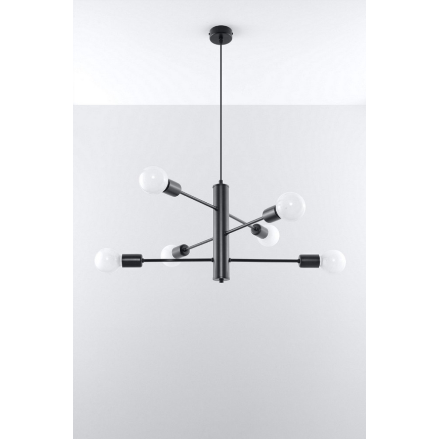 Πολύφωτο σε σχοινί DUOMO 6 6xE27/60W/230V μαύρο