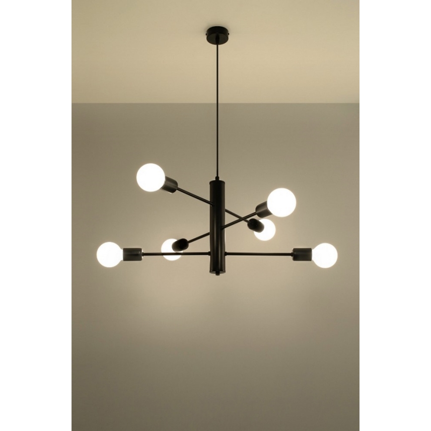 Πολύφωτο σε σχοινί DUOMO 6 6xE27/60W/230V μαύρο
