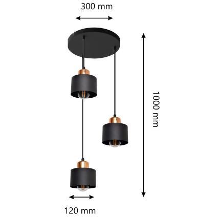 Πολύφωτο σε σχοινί EDISON 3xE27/15W/230V