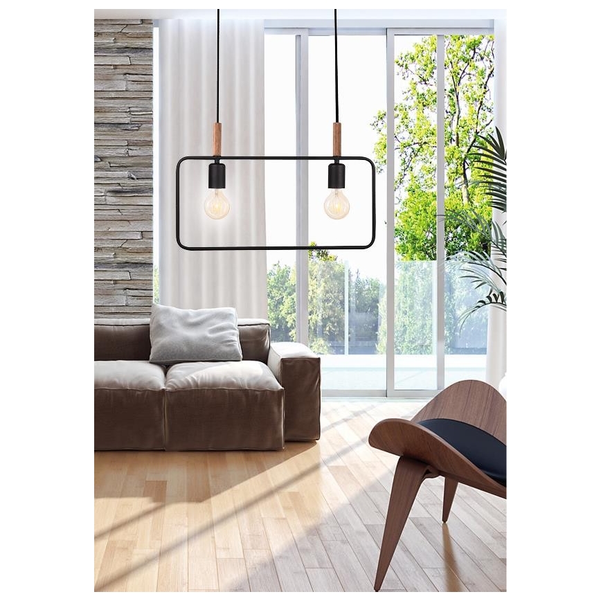 Πολύφωτο σε σχοινί FRAME 2xE27/60W/230V μαύρο