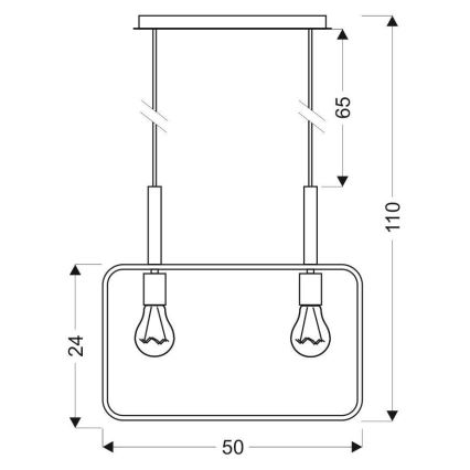 Πολύφωτο σε σχοινί FRAME 2xE27/60W/230V μαύρο