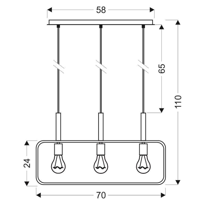 Πολύφωτο σε σχοινί FRAME 3xE27/60W/230V μαύρο