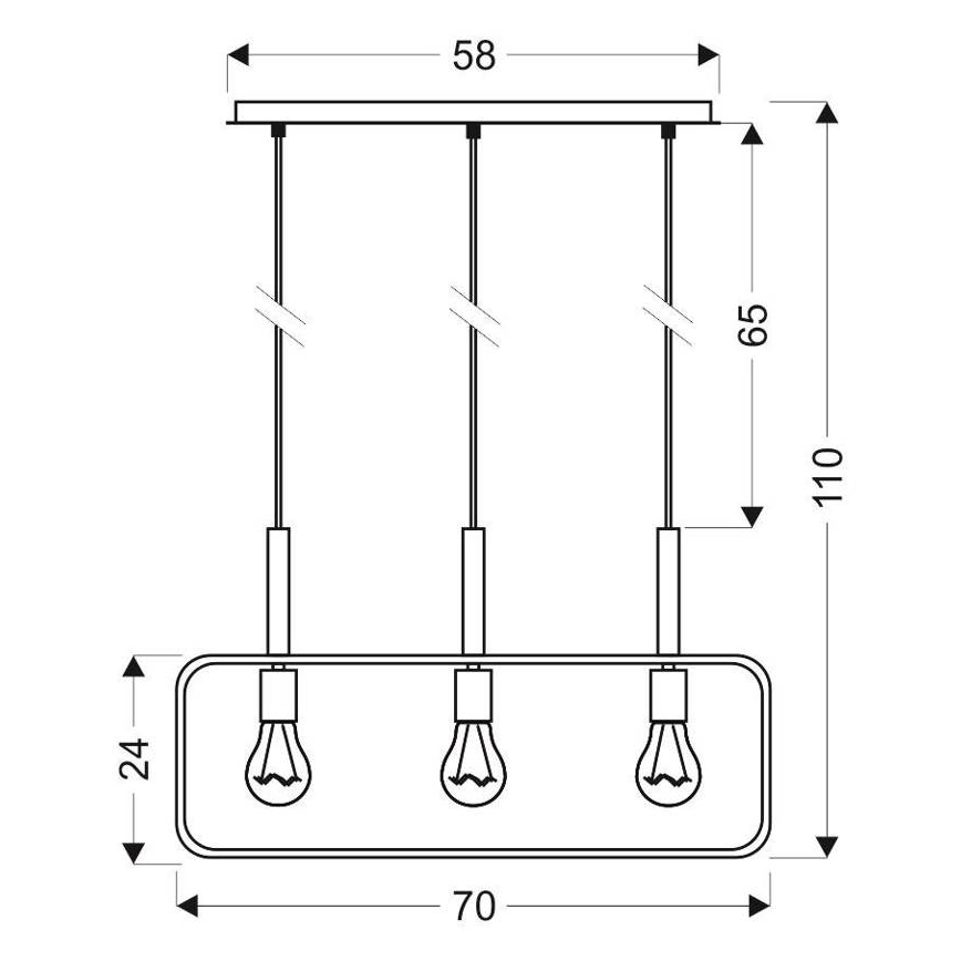 Πολύφωτο σε σχοινί FRAME 3xE27/60W/230V μαύρο