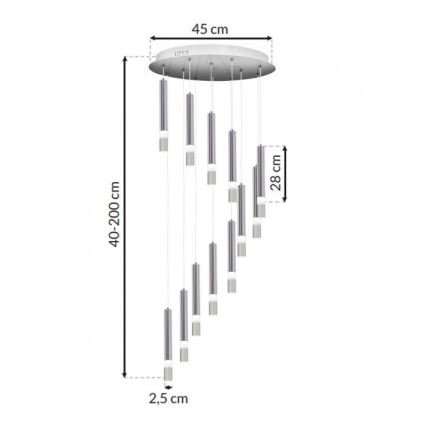 Πολύφωτο σε σχοινί ICE 12xLED/1W/230V