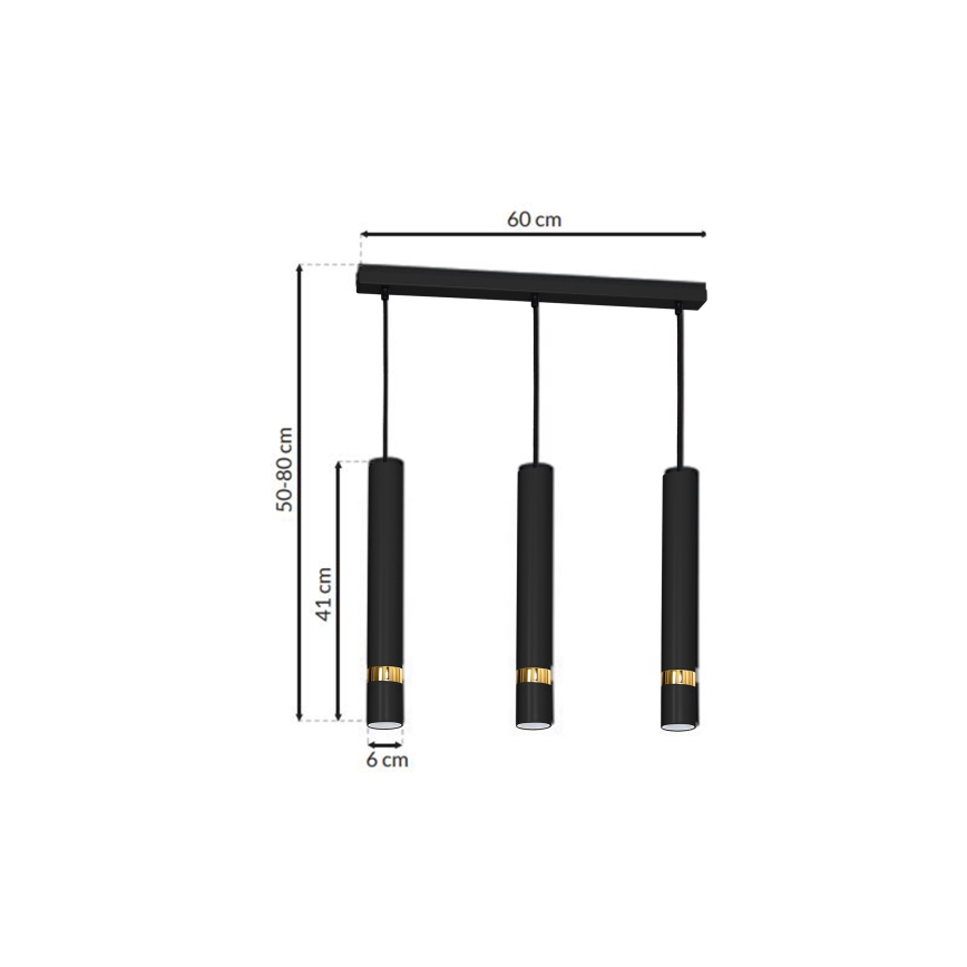 Πολύφωτο σε σχοινί JOKER 3xGU10/25W/230V μαύρο