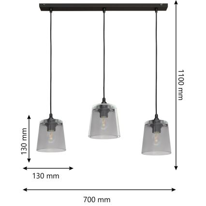Πολύφωτο σε σχοινί LUCEA 3xE27/15W/230V