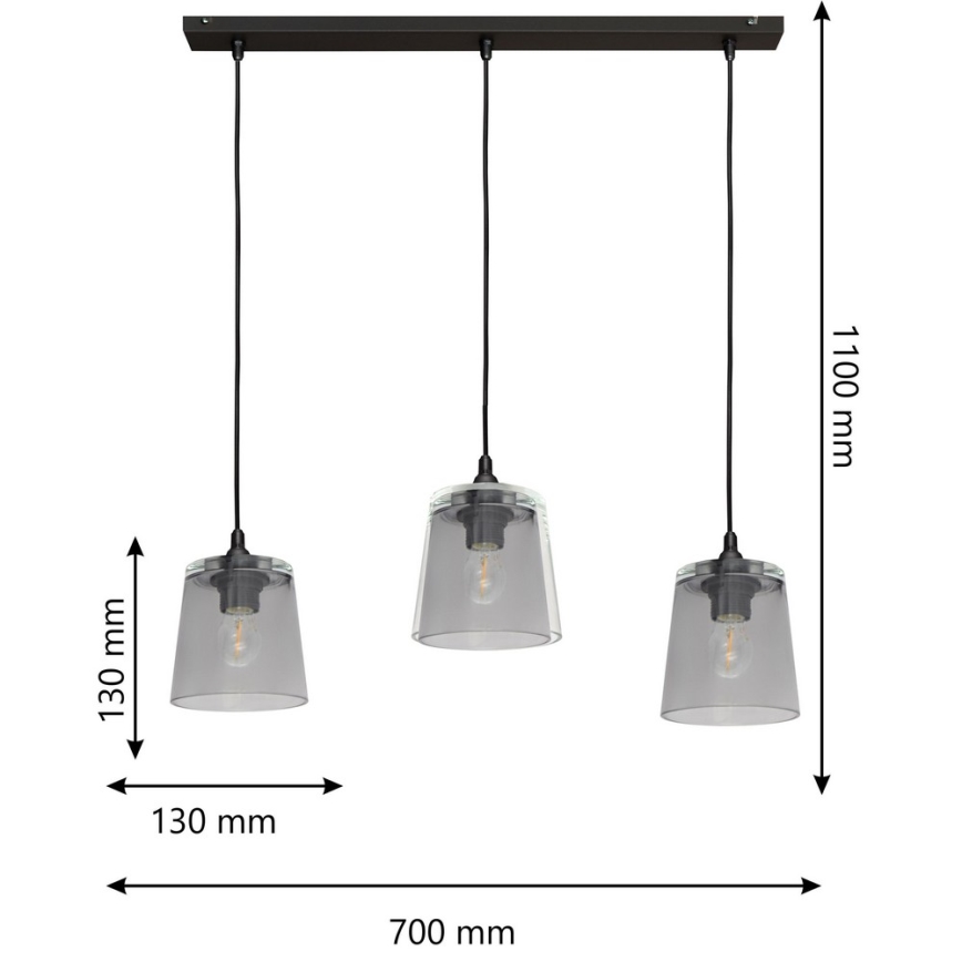 Πολύφωτο σε σχοινί LUCEA 3xE27/15W/230V