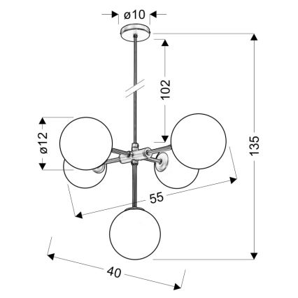 Πολύφωτο σε σχοινί MATI 5xG9/28W/230V