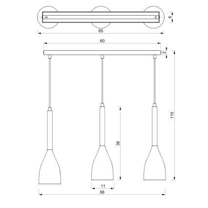 Πολύφωτο σε σχοινί MUZA 3xE27/60W/230V