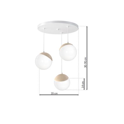 Πολύφωτο σε σχοινί SFERA WOOD 3xE14/40W/230V