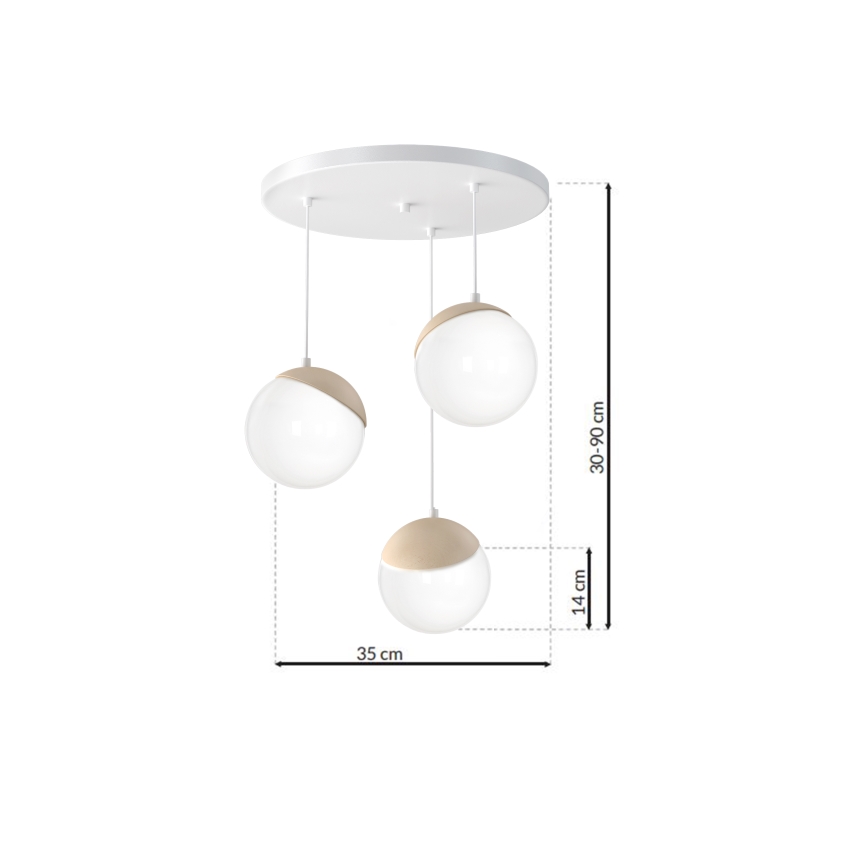 Πολύφωτο σε σχοινί SFERA WOOD 3xE14/40W/230V