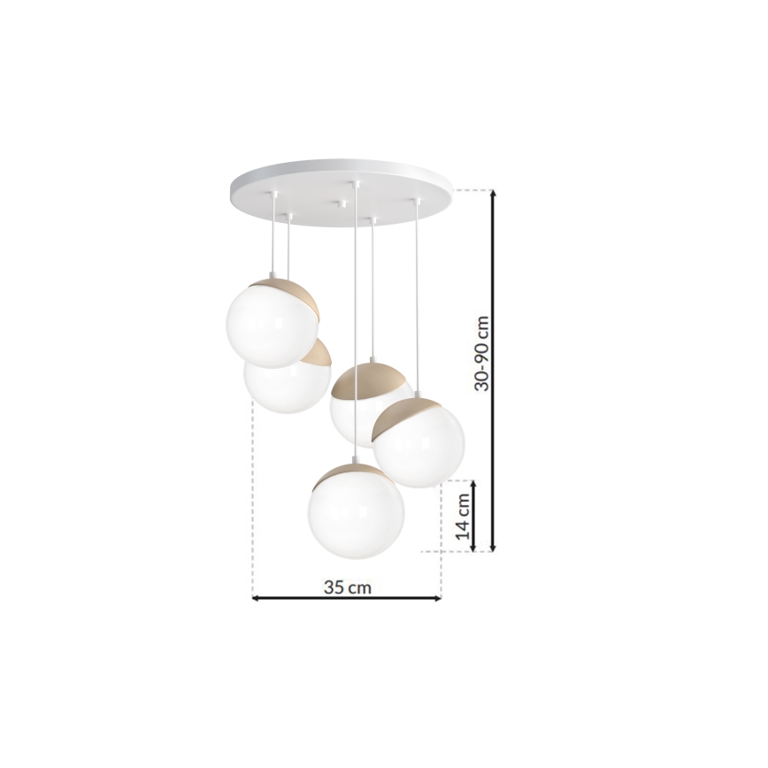 Πολύφωτο σε σχοινί SFERA WOOD 5xE14/40W/230V
