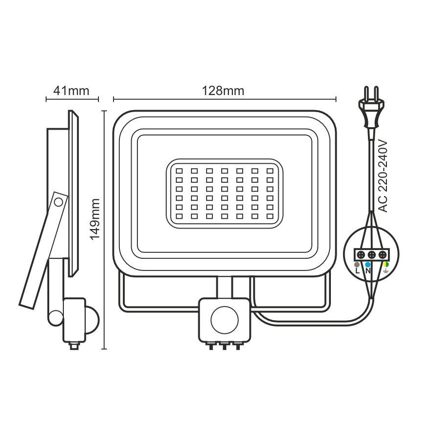 Προβολέας LED με αισθητήρα LED/20W/230V 4000K IP44
